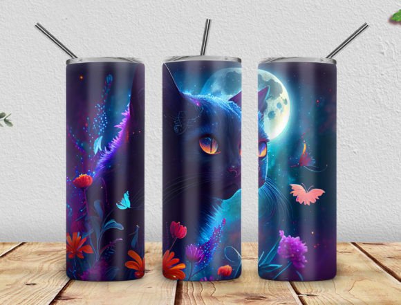 Black Cat 20oz Skinny Tumbler PNG
