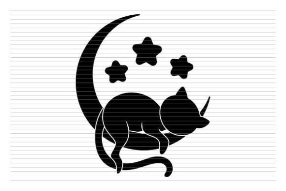 Cat Sitted on the Moon Silhouette