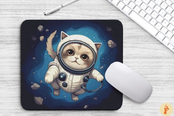 Cute Astronaut Birman Cat Mouse Pad