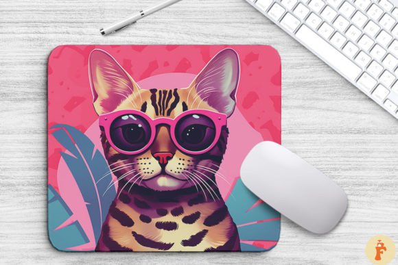 Cute Pink Bengal Cat Mouse Pad