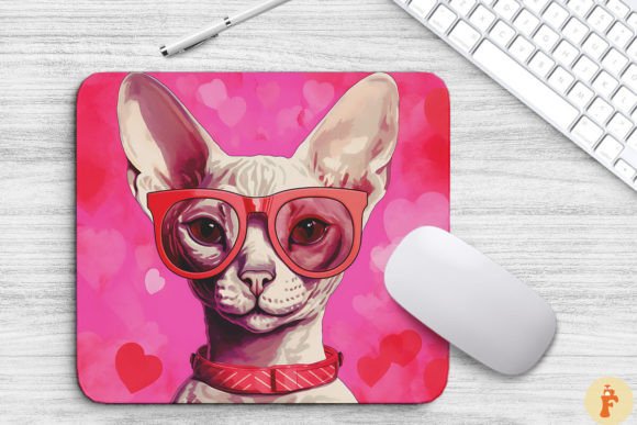 Cute Pink Cornish Rex Cat Mouse Pad