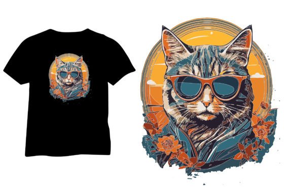 Illustration Cat Face Portrait of Cat