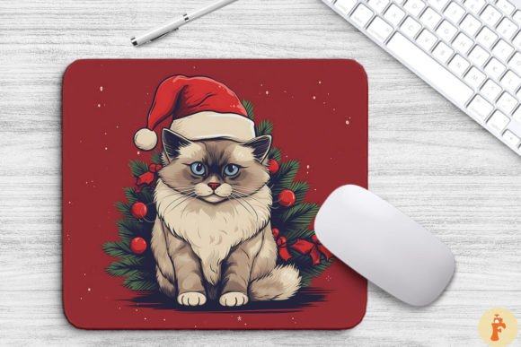 Kawaii Christmas Ragdoll Cat Mouse Pad