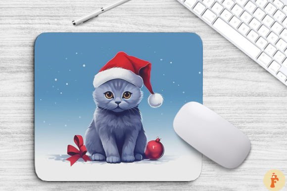 Kawaii Christmas Russian Blue Cat