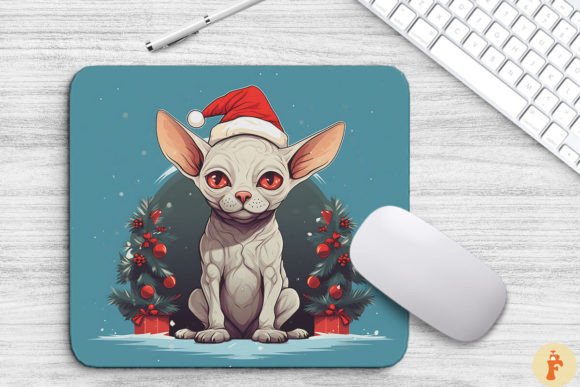 Kawaii Christmas Sphynx Cat Mouse Pad