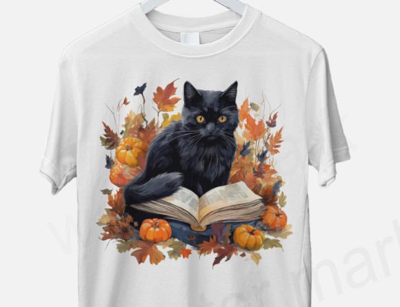 Retro Black Cat Reading Book Png, Cat