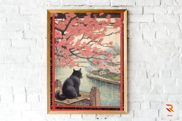 Traditional Japan Painting Cat Wall Art